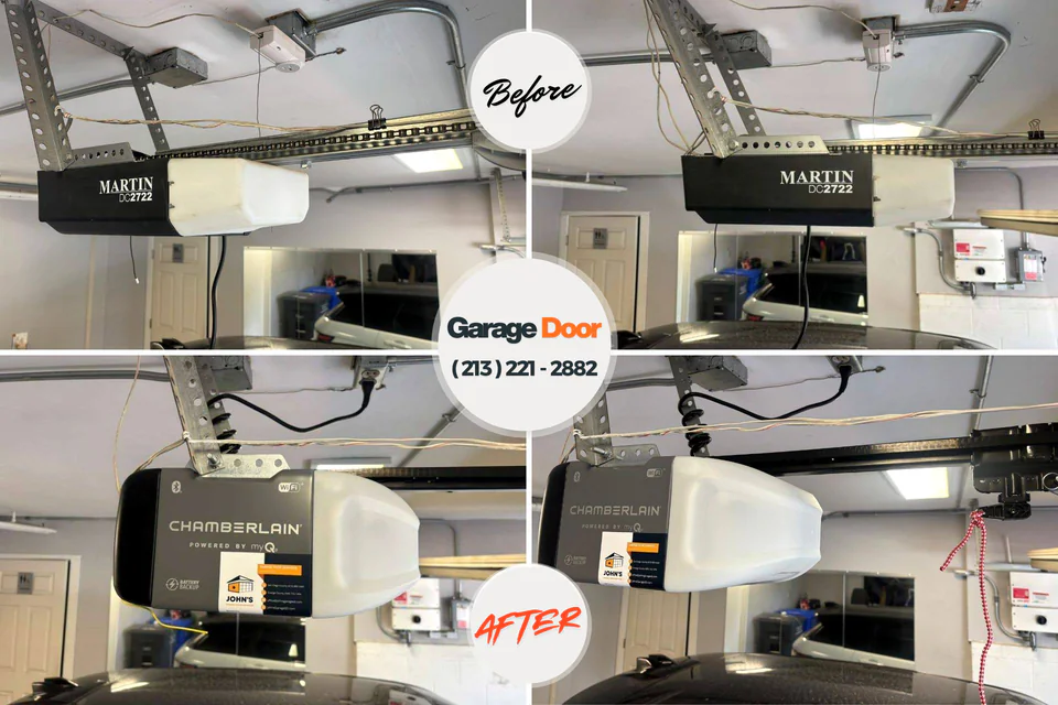 Before and after: garage door repair Blue Ridge, TX